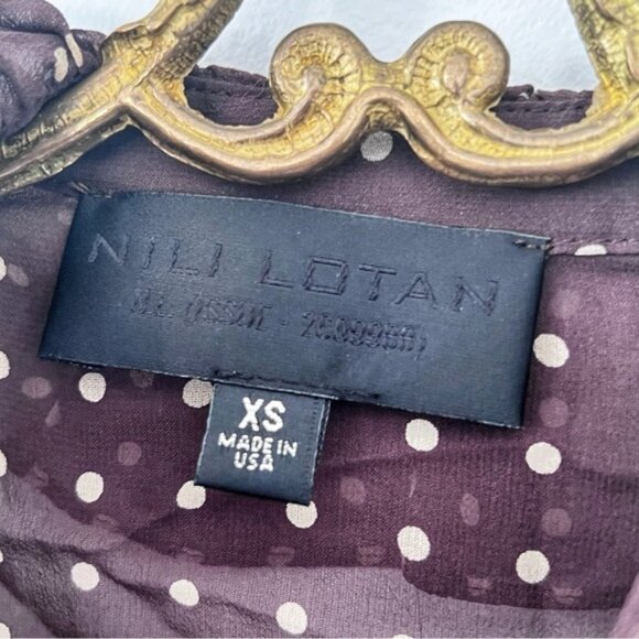NILI LOTANNicole Espresso Dot Print Silk Blouse Sz Xs - Picture 11 of 14